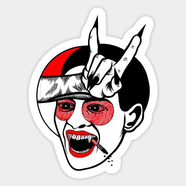 Rockin' Vampire Sticker by FUN ART